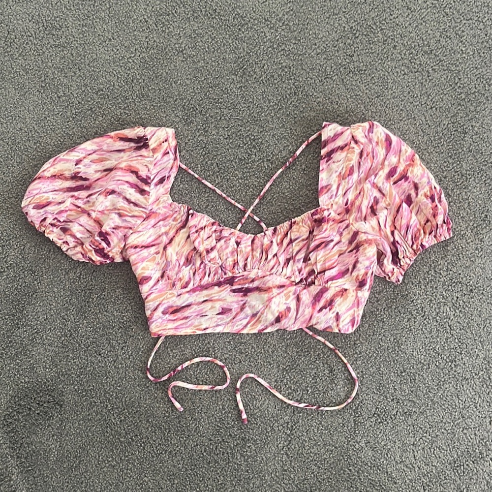 Pink Tie Back Crop Top